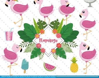 Flamingo Clipart, Flamingo Graphics,Flamingo Pink Clipart, Flamingo Party, Flamingo PNG Images Digital, Summer Clipart