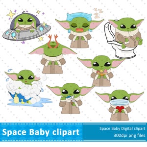 Espacio Alien Bebé Clipart , Espacio Bebé, Bebé Fiesta, Bebé Lindo , Pegatina Guerras Espaciales—Descarga Instantánea