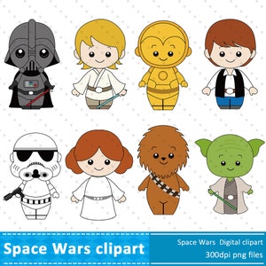 Space Wars Clipart, Cute Space Wars Clip Art, Space Wars Party, Space Wars Digital Clipart, Birthday Clipart, Instant Download