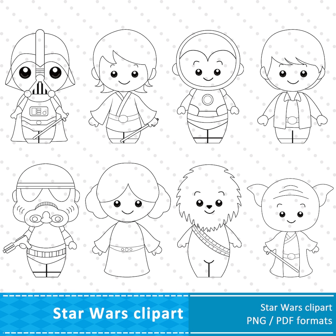 Star Wars Black and White Cliparts Star Wars Coloring Star Wars Party PNG  and PDF Files - Etsy, image size:1080x1080