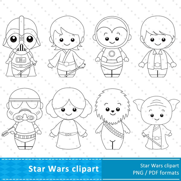 Starwars Black and White Clipart - Etsy