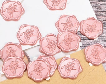 Pegatinas de agradecimiento rosa para sellar sobres, pegatinas autoadhesivas con sello de cera LOVE, pegatina de sellado Be Our Guest, sellado de cera de 50 piezas