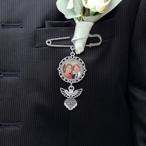 Personalized Lapel Pin  - Memorial Lapel Pin - Custom Photo Brooch Bouquet Wedding - Lapel Pin with Photos - Funeral Lapel Pin Memorial Gift