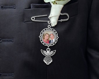 Personalized Lapel Pin  - Memorial Lapel Pin - Custom Photo Brooch Bouquet Wedding - Lapel Pin with Photos - Funeral Lapel Pin Memorial Gift