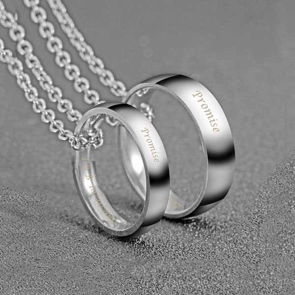 Personalized Ring Necklaces Set, Couple Necklaces, Russian Ring Necklace, Hidden Message Necklaces, Anniversary gift, Valentines day gift