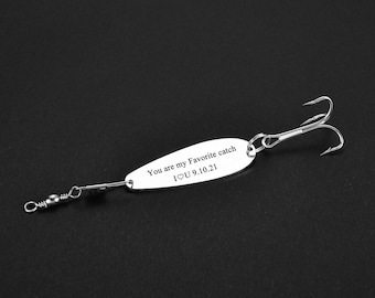 Personalized Fishing Lure, Fish Hook, Custom Fisherman Gift, Hooked on you, Retirement Gift, Anniversary Gift, Best Catch, Fishing Bait