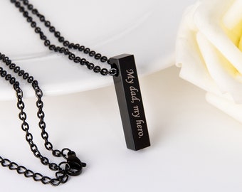 Personalized Cube Cremation Necklace: Stainless Steel 3D Bar Urn