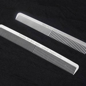 Personalized Comb with Leather Pouch, Barber Combs, Stainless Steel Comb, Custom Name Comb, Salon Hair Comb, Professional Hairstylist Combs