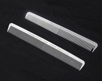 Personalized Comb with Leather Pouch, Barber Combs, Stainless Steel Comb, Custom Name Comb, Salon Hair Comb, Professional Hairstylist Combs