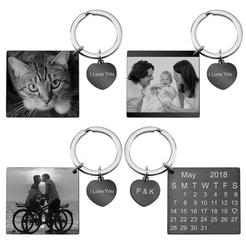 Custom Photo Keychainpersonalized Calendar Keychainpicture Etsy