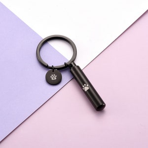 Custom Paw Print Urn Keychain: Pet Memorial Ash Keepsake