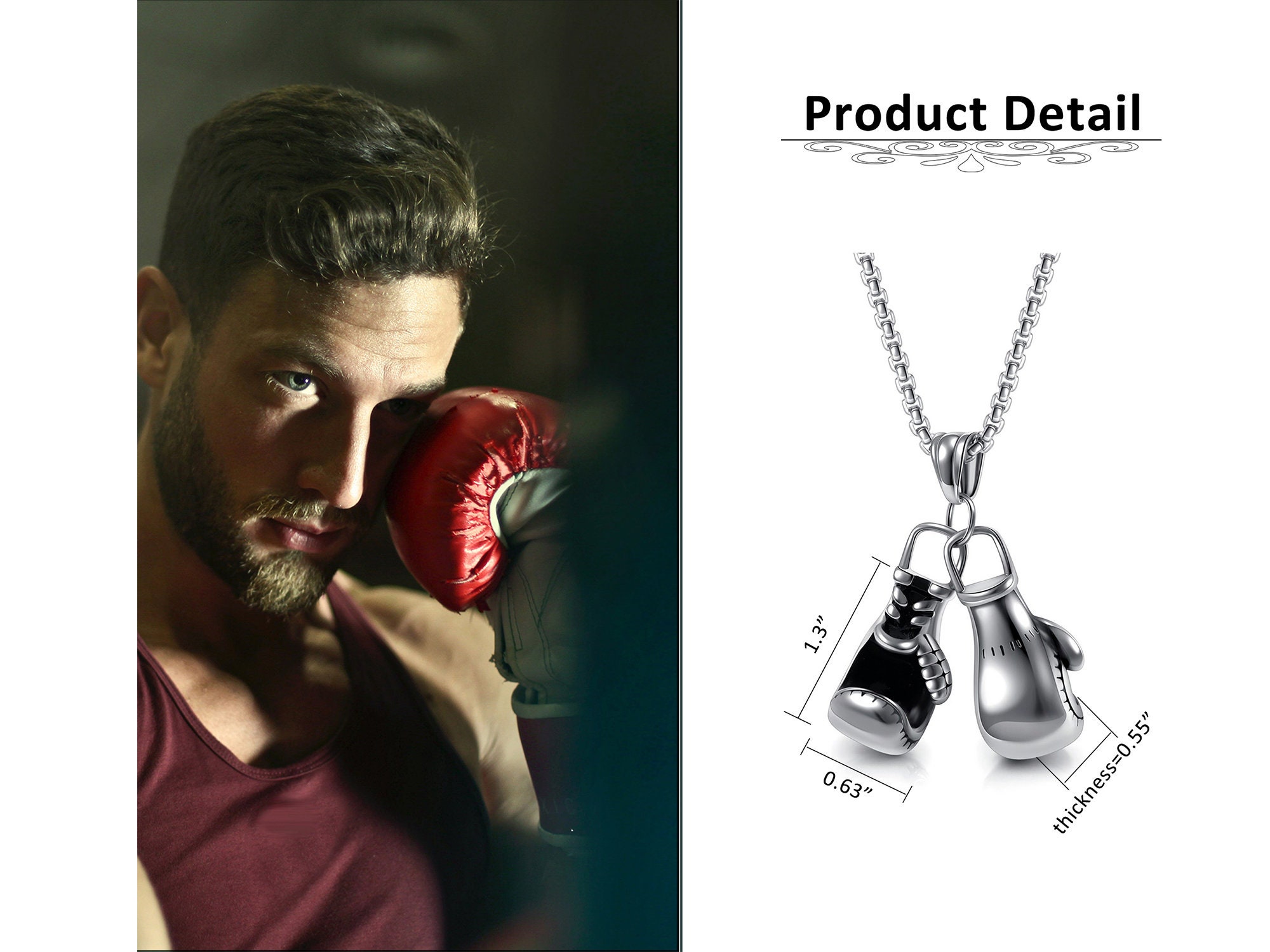 Boxing Glove Necklace Personalized Men Necklace Best Friend Etsy