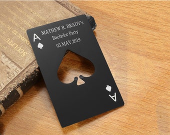 Personalized Ace of Spades Bottle Opener: Poker Gift, Groomsman Favor