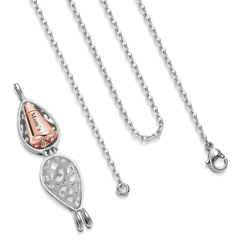 Locket Necklace Cremation Urn Necklace Personalized Teardrop Etsy