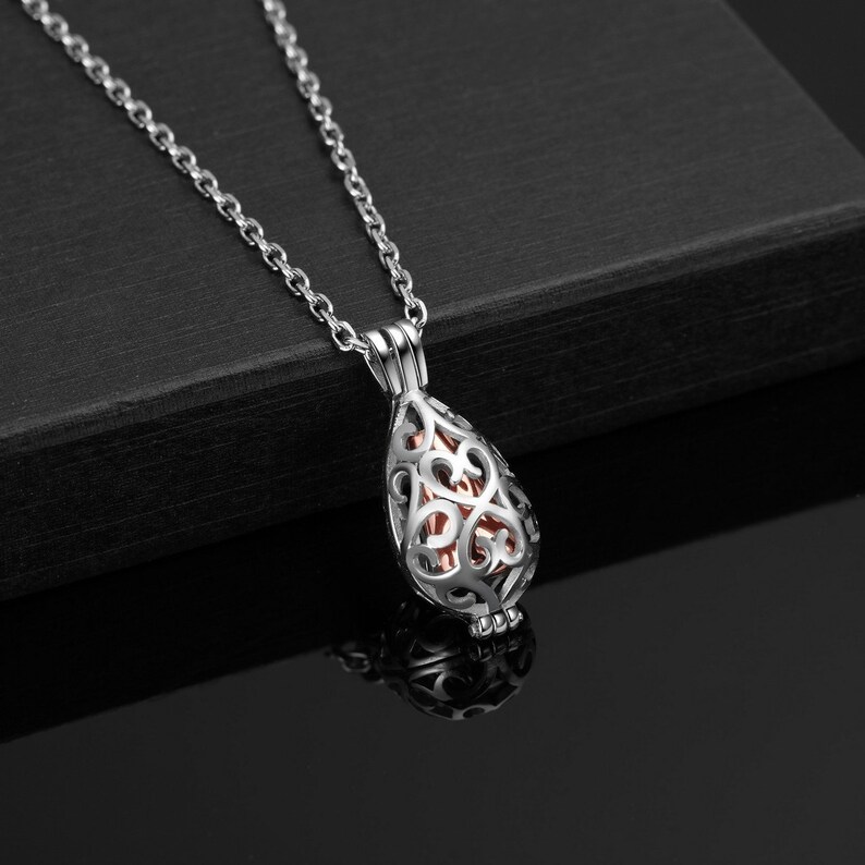 Locket Necklace Cremation Urn Necklace Personalized Teardrop Etsy