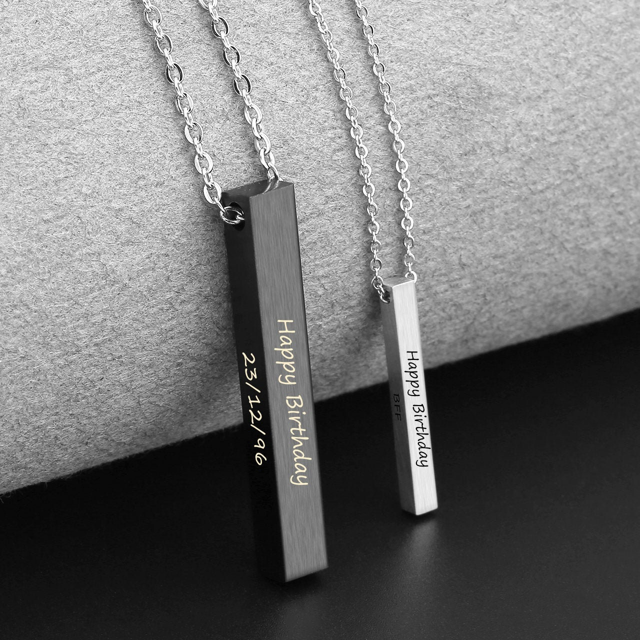 Couples Bar Necklaces Custom Boyfriend Girlfriend Necklace Etsy