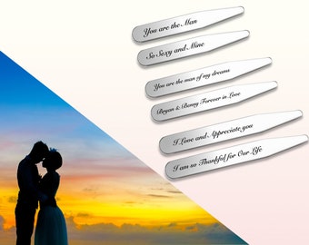 Personalized Collar Stays Set: Engraved Stainless Steel Gift