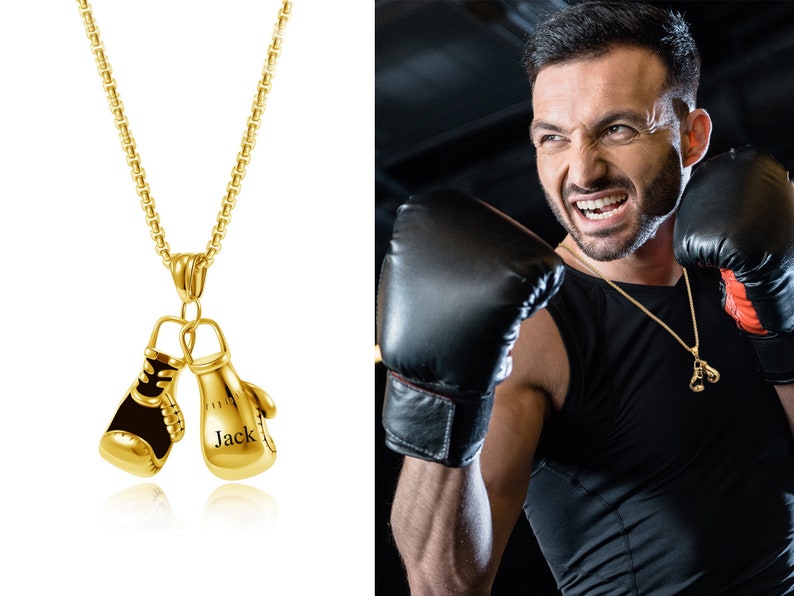 Boxing Glove Necklace Personalized Men Necklace Best Friend Etsy