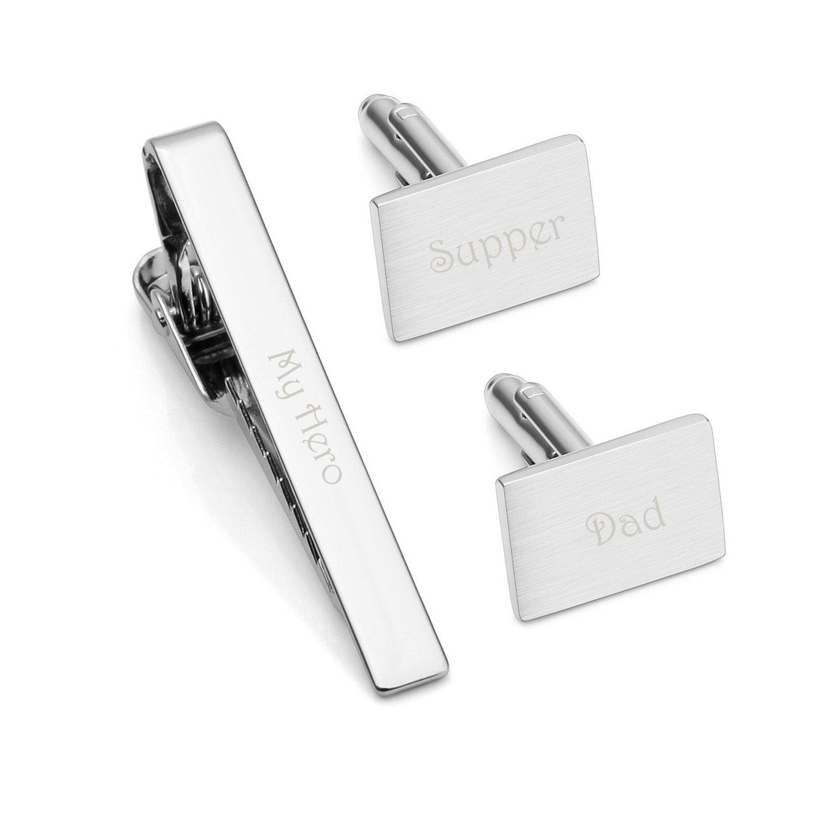groom cufflinks and tie clip
