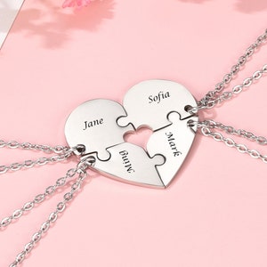 Personalized Matching Necklaces For 4, Best Friends Necklace, BFF Necklace, Bestie Necklace,Puzzle Pieces Necklace,Daughter Gift from Mother