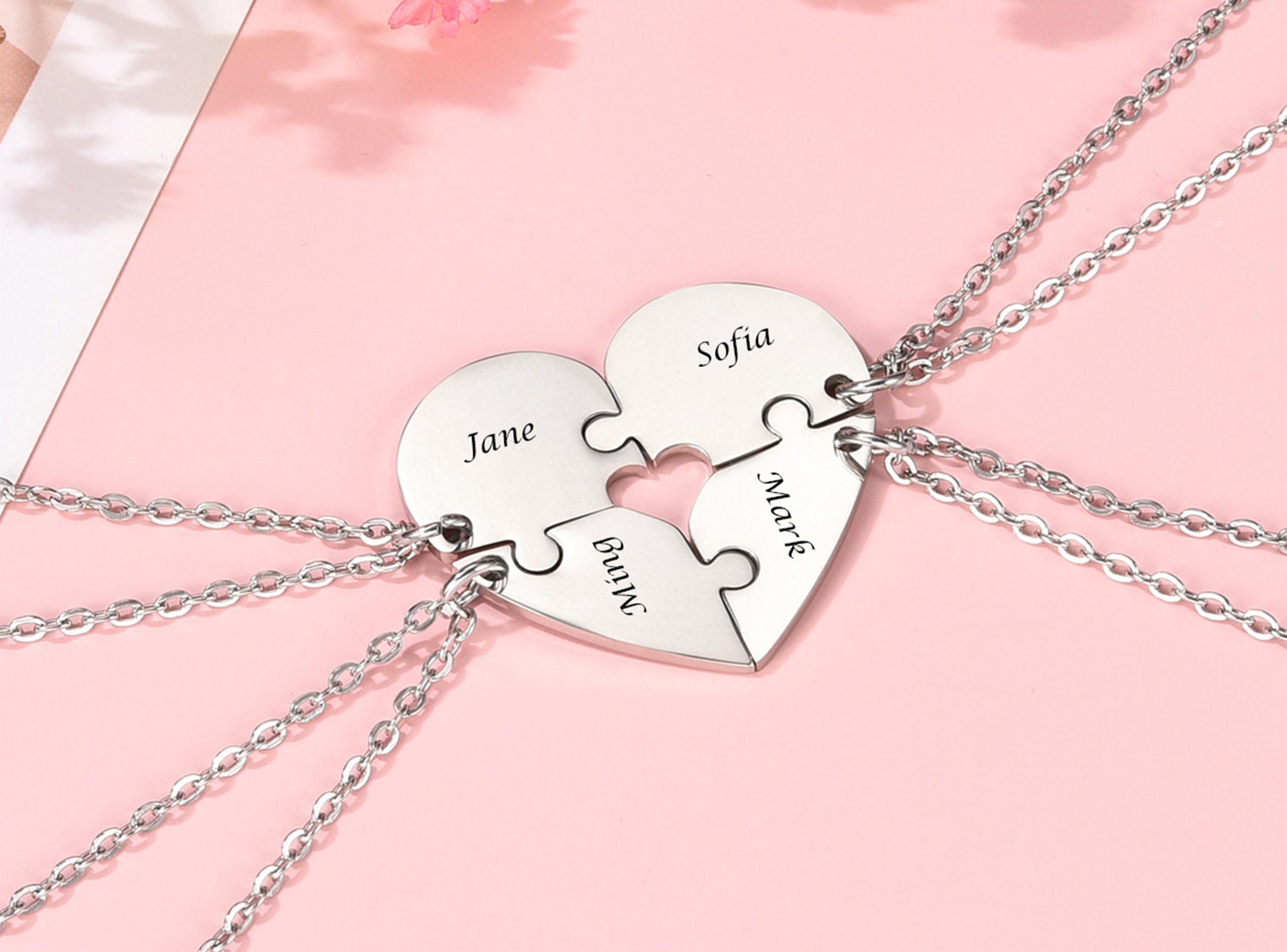 Collane Magnetiche Amicizia A Quadrifoglio - Set Da 4 Per Ragazze, Regalo BFF Perfecto - Foto 9