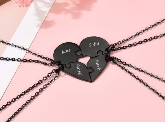 Colliers assortis personnalisés pour 4, collier meilleurs amis, collier BFF, collier Bestie, collier de pièces de puzzle, cadeau de fille de la mère