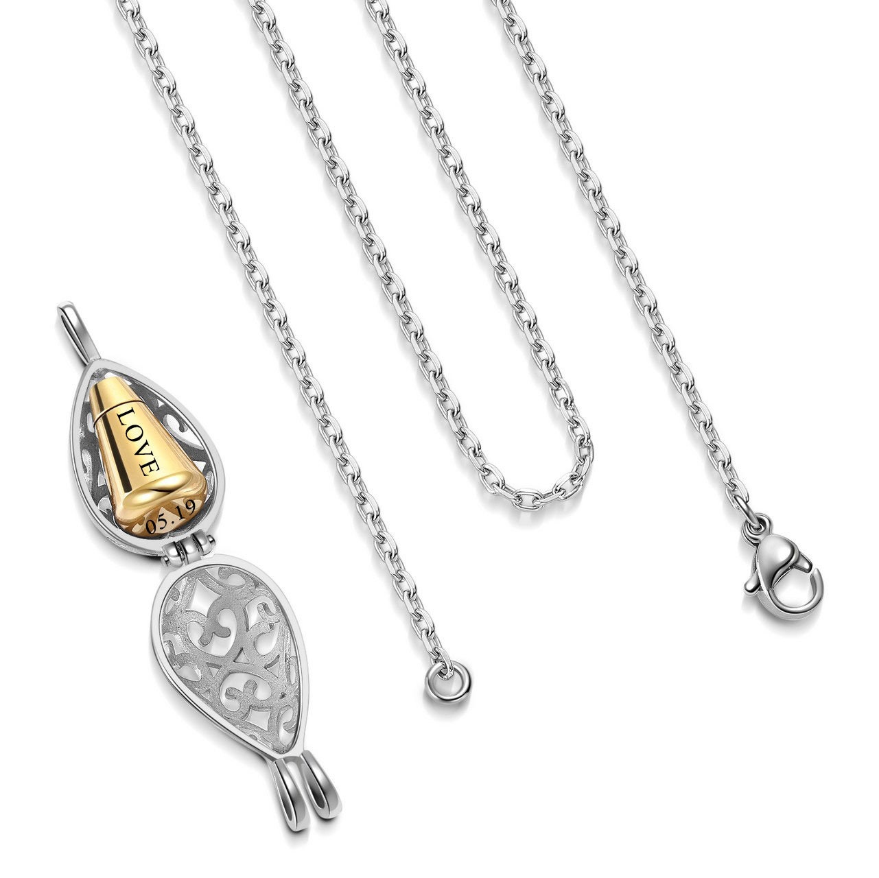 Locket Necklace Cremation Urn Necklace Personalized Teardrop Etsy