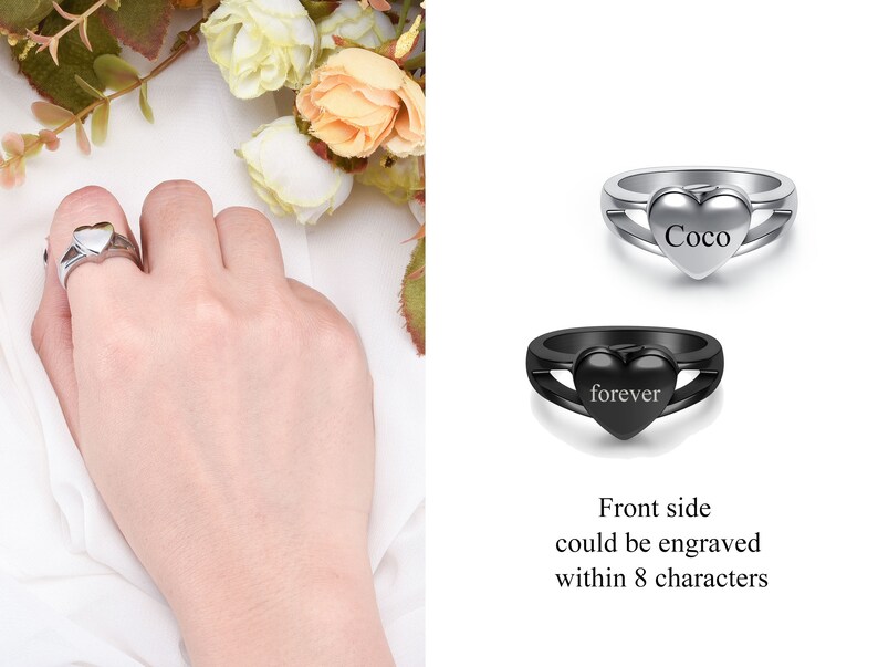 Cremation Urn Ring Custom Memorial Ring Black Heart Urn Etsy