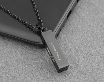 Personalized Cremation Bar Necklace: Engraved Memorial Urn Jewelry