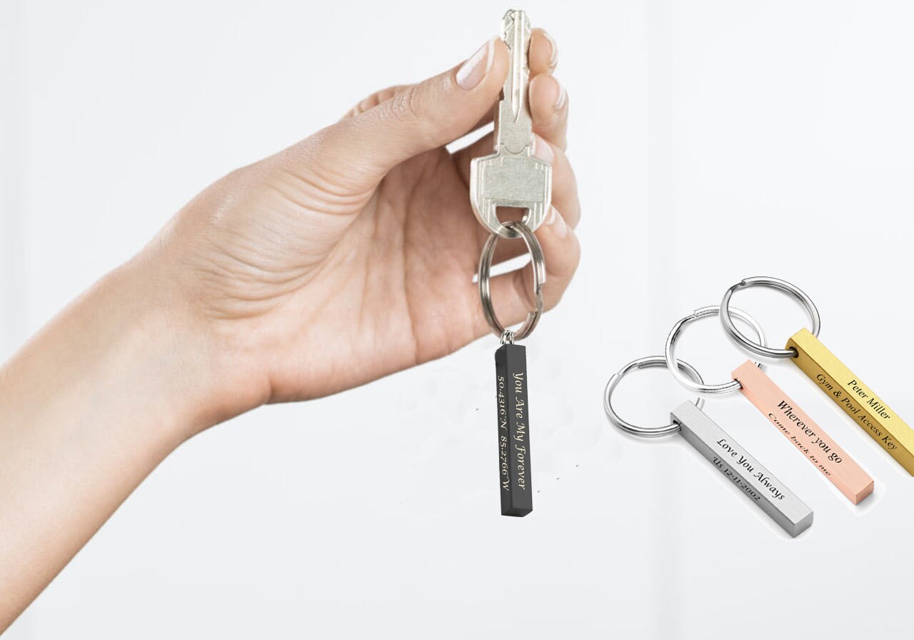 Personalized Bar Keyring Custom Key Chainc Ustom Bar Key Etsy