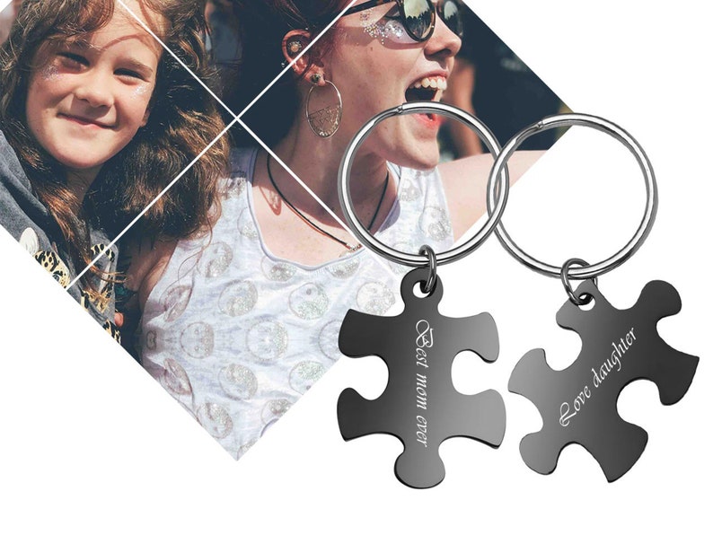 Customized Puzzle Piece Key Chains Couples Keychains Puzzle Etsy
