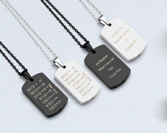 Personalized Dog Tag Necklace, Urn Necklace, Calendar Necklace, Gift for Men, Memorial Ashes Keepsake, Cremation Jewelry for Veteran