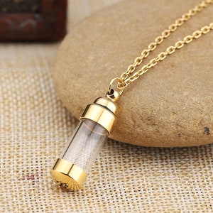 Stainless Steel Urn Necklace, Acrylic Ashes Charm, Memorial Necklace, Cremation Necklace, Ash Vial, Keepsake Jewelry, Engraved Necklace