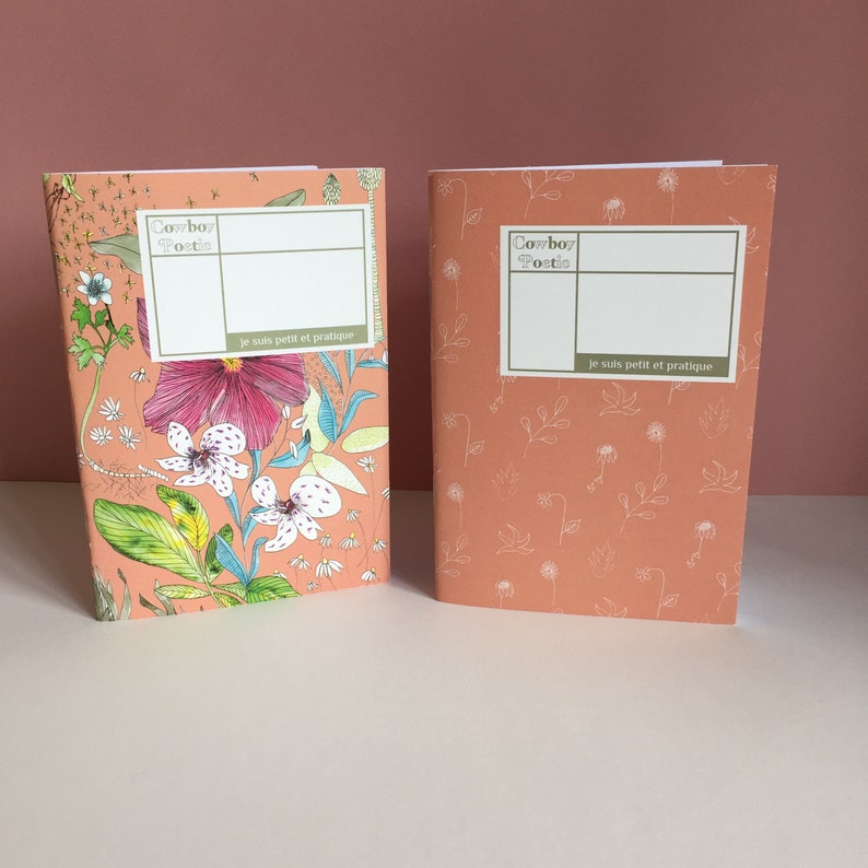 pink floral pattern background set of 2 A6 notebooks