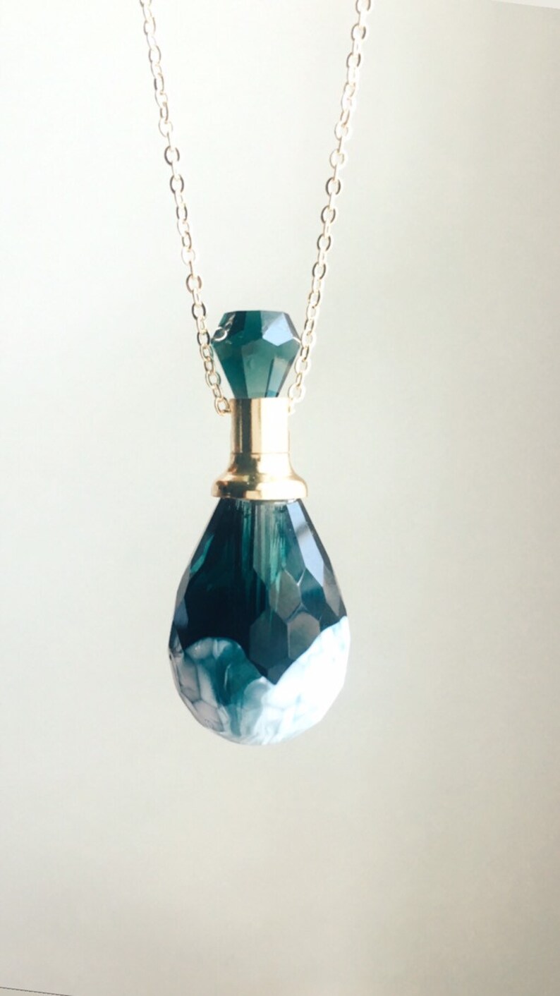 Marbled crystal vial essential oil necklace essential oils Etsy