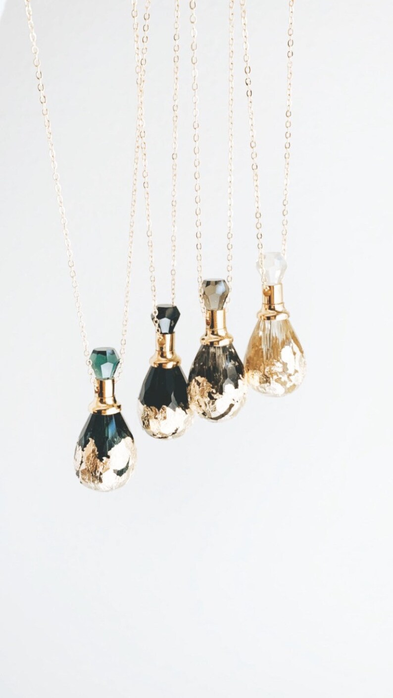 Gold Crystal Vial Essential Oil Necklace Essential Oils Etsy