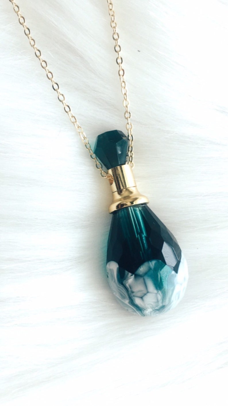 Marbled crystal vial essential oil necklace essential oils Etsy