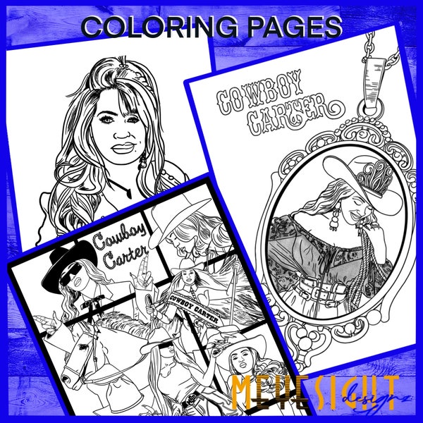 Digital Download - Beyoncé Coloring Pages (Cowboy Carter) | JPG  Printable | Art | Adult Coloring Pages