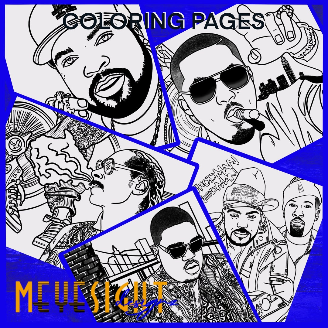 Hip Hop Rappers Coloring Pages: Adult Art Printable (digital Download ...