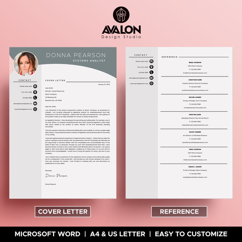 Resume Template For Ms Word Professional Cv Template Free Cover Letter 4 Page Creative Resume Fully Editable Instant Download Resume Templates Stationery Investmentcable Com