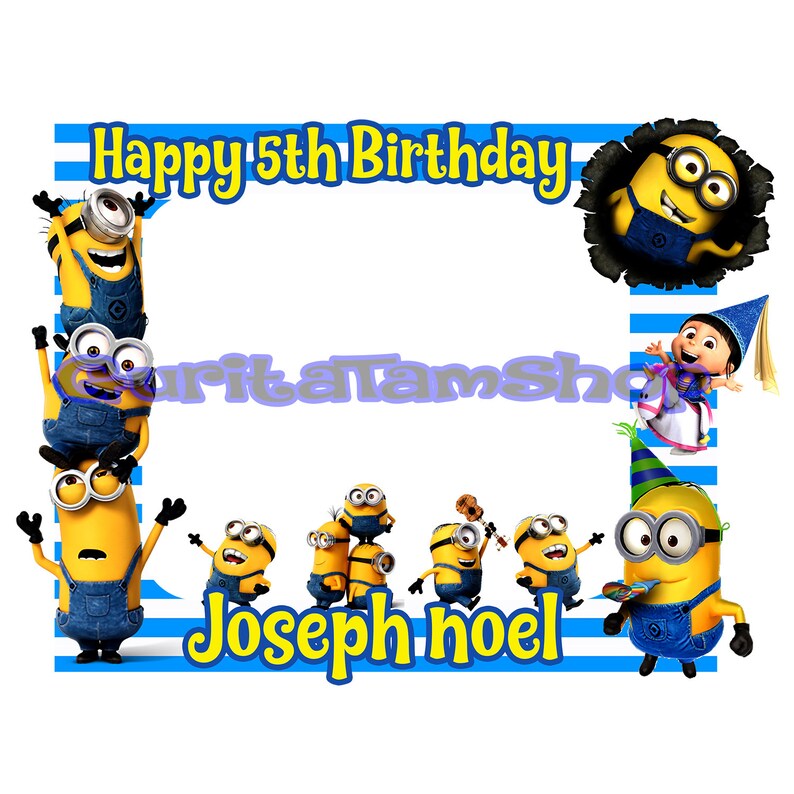 Minion Frame Photobooth Booth Birthday Party Digital