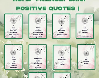 ADHD Affirmation Cards for Overwhelmed Women | 100 Printable & Digital Neurodivergent Quotes | Gentle Productivity | Soft Focus ADHD