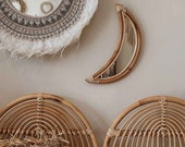 Rattan Moon Mirror, Mirror for Nursery Room, Boho Mirror, Wicker Mirror, Baby Room Mirror, Decorative Mirror