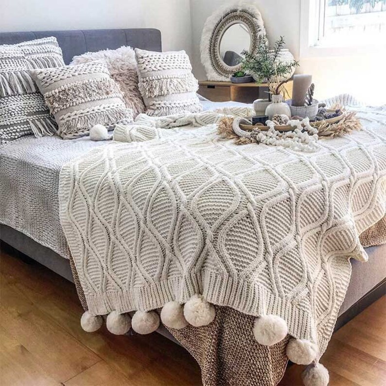 Large blanket tassel blanket pom pom blanket large tassel Etsy