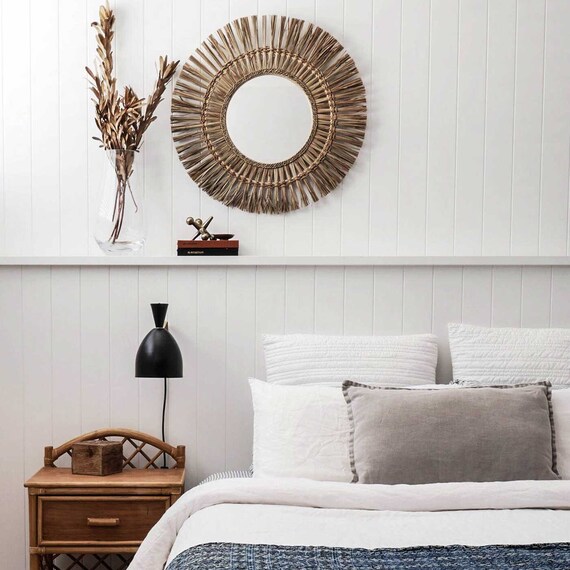 Raffia Mirror Sunburst Round Room Large Wicker