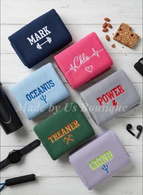 Custom Gym Towel – Embroidered Workout Towel with Name or Logo, Personalized Sweat Towel for Gym, Fitness Gift for Him or Her