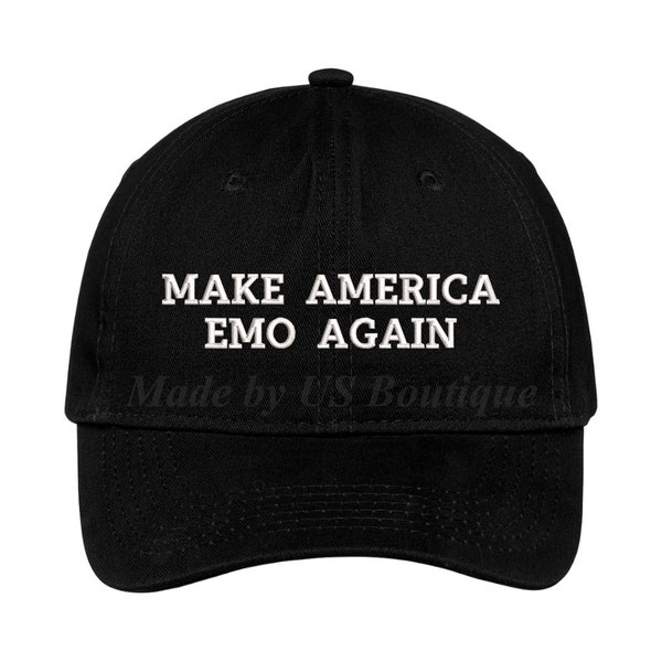 Make America Emo Again Hat Embroidered Baseball Dad Cap MAGA Hat, Emo Hat, Golfer, Gift