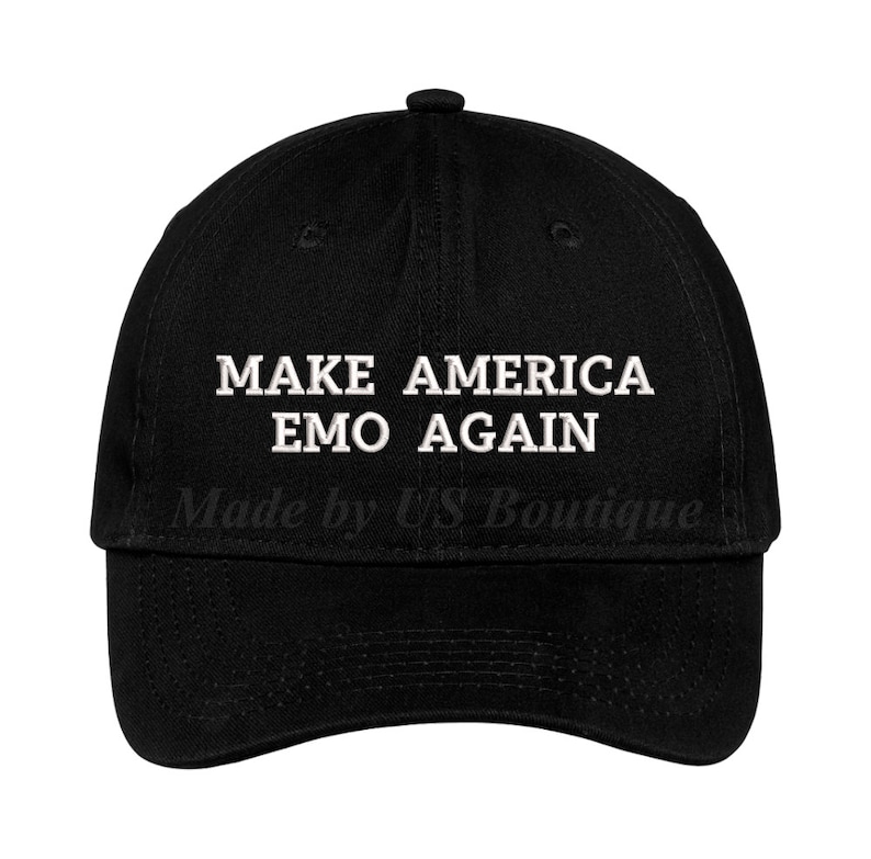 Make America Emo Again Hat Embroidered Baseball Dad Cap MAGA Hat, Emo Hat, Golfer, Gift image 1