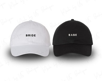 Braut und Babe Hut, frisch verheiratet, Frau, Hochzeit, Paare, Ehemann, Wifey, Partyhut, Brautjungfer, Bachelorette gestickte Dad Caps