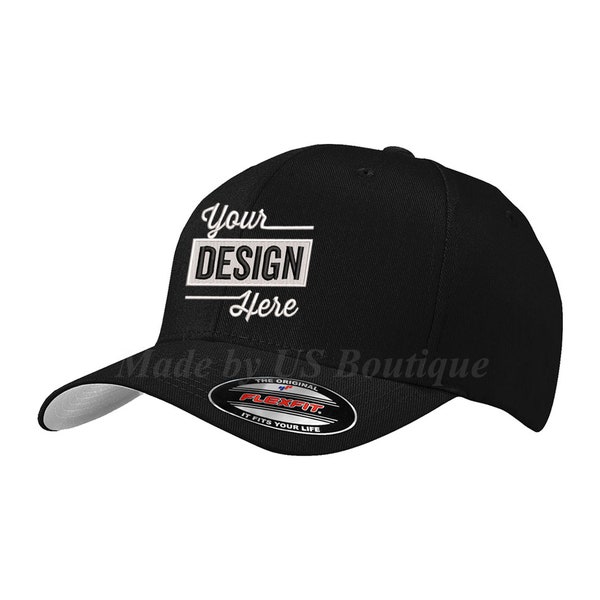 Personalized Custom Embroidered Fitted Hat | Flexfit Hat | Custom Logo | Design your own | Custom text | Personalize Your Hat | Structured